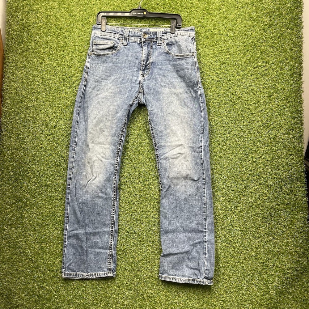 TK Axel Slim Boot Jeans Mens 32x32 Stretch Casual Medium Wash Denim Buckle
